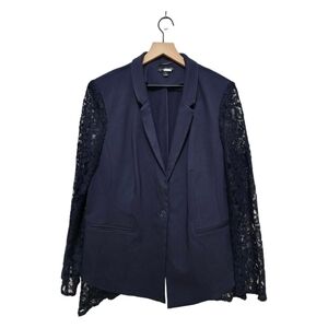 Lane Bryant Navy Night Sky Lace Sleeve Stretch Bryant Blazer Sz 20